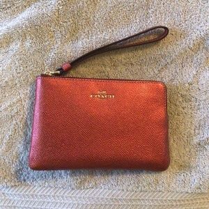 Coach metallic Red Wristlet